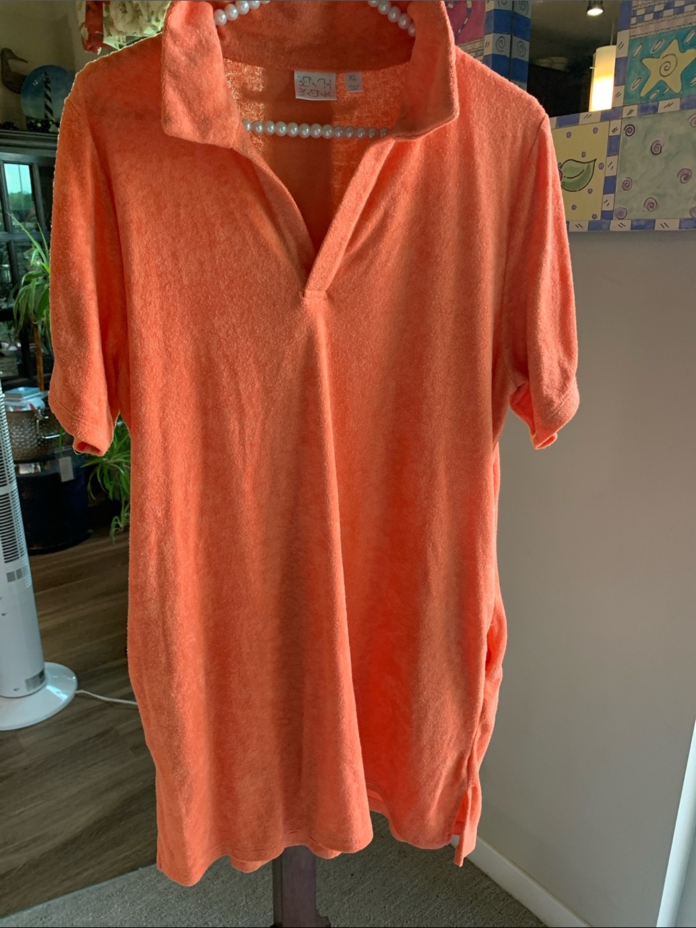 Beach Break French Terry Bright Orange Swim Coverup Size XL